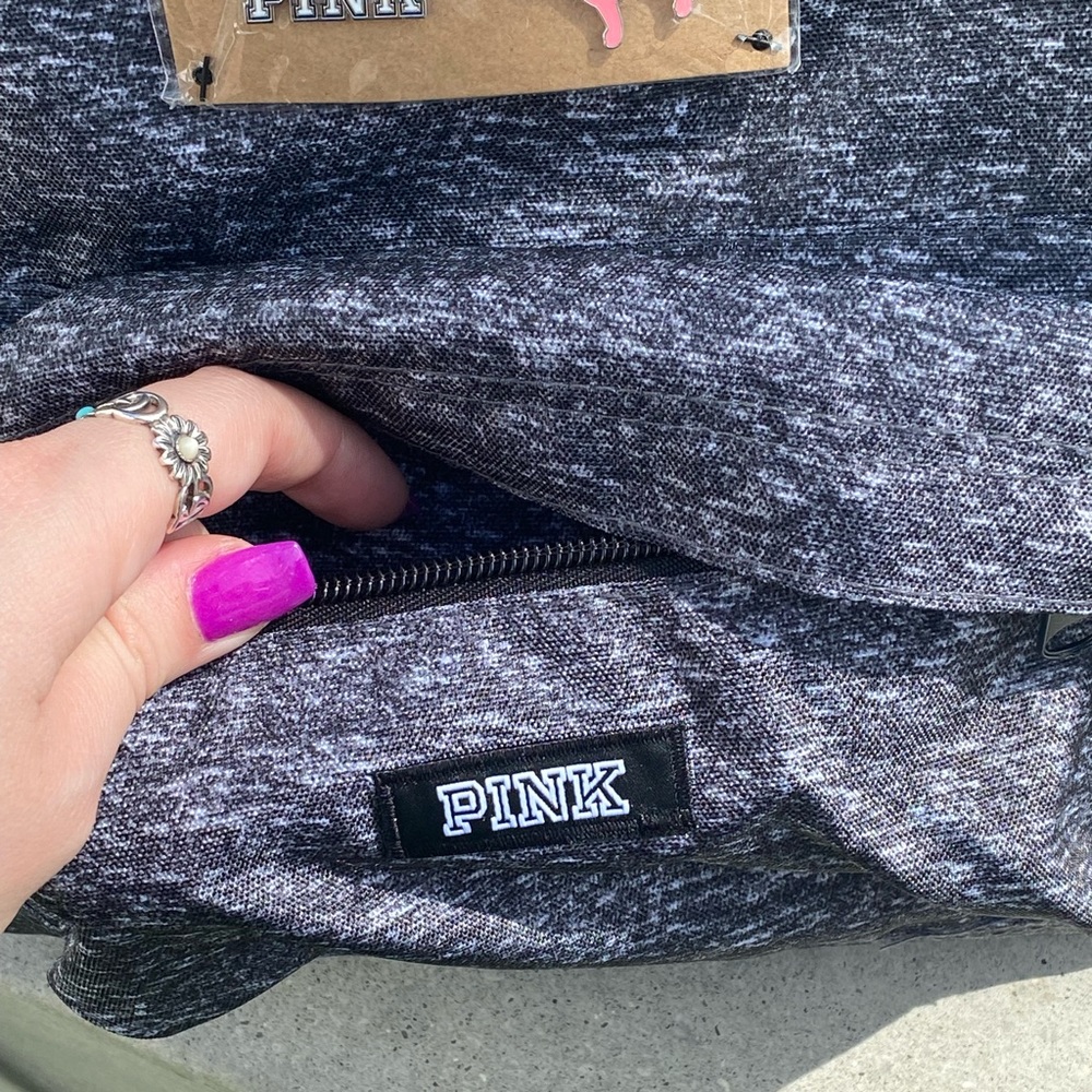 PINK Grey Mini Nylon Zippered Backpack w Collectible Enamel Logo Emoji Pins NWT - Picture 11 of 16